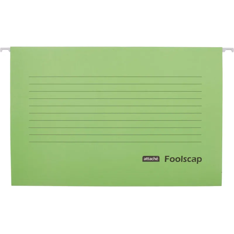Папка подвесная Attache Foolscap, картон зеленый, до 200л., 5шт/уп
