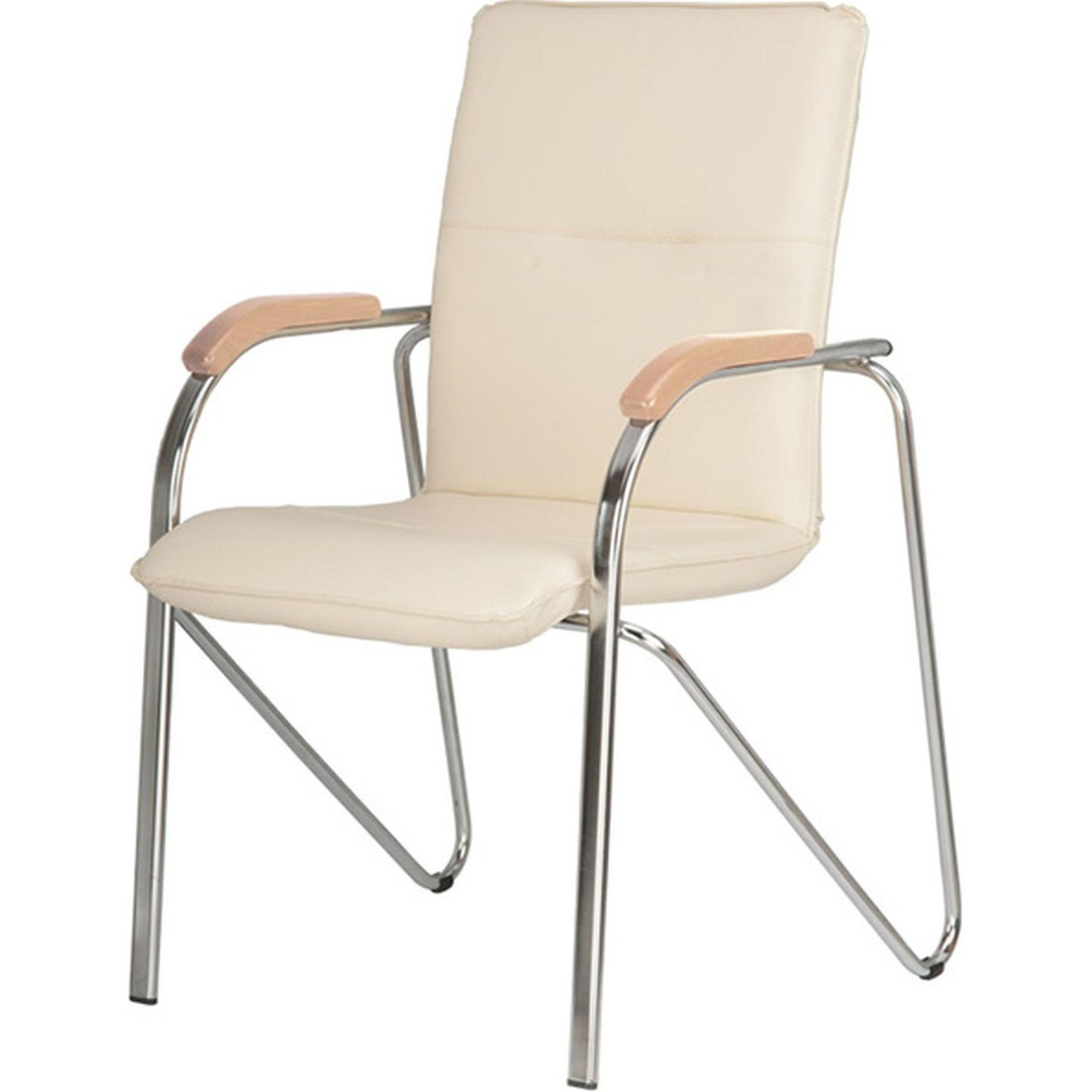 Конференц-кресло 2SJ_UA_EChair SAMBA Chrome к/з бежев./бук (V-18 1.007)
