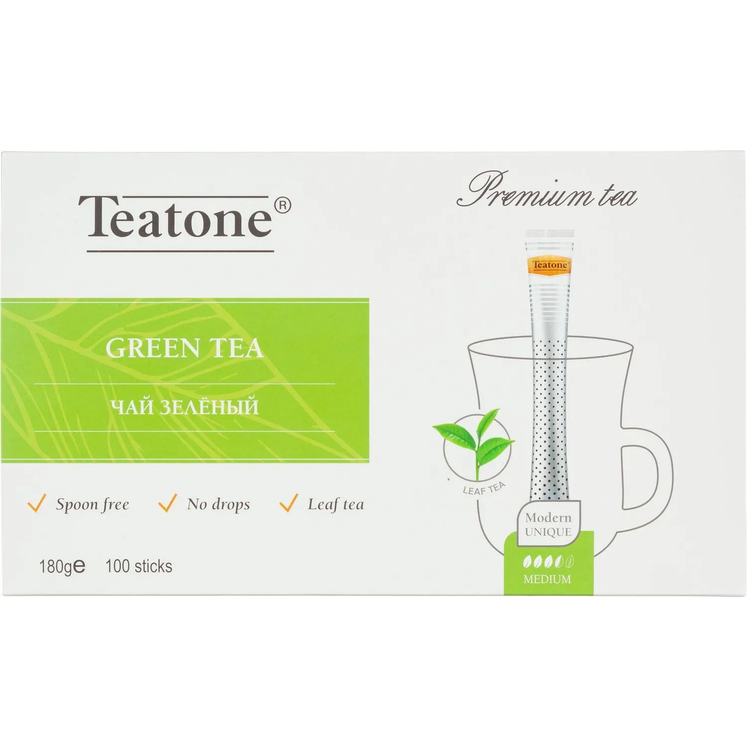 Чай зеленый TEATONE в металл.стике, 100 шт/уп. 1241