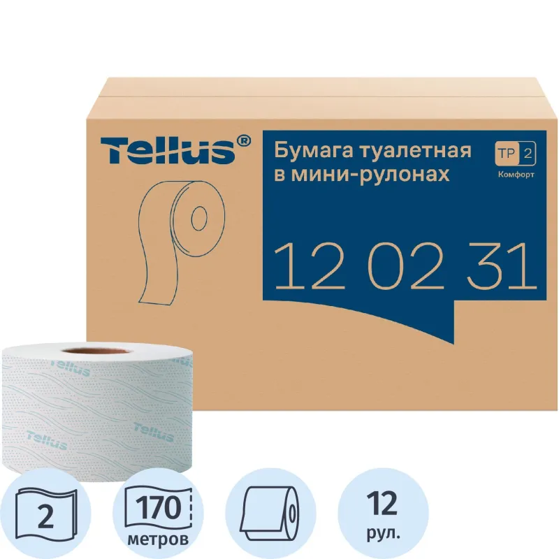 Бумага туалетная д/дисп Торк/Tellus T2 Комфорт в мини-рул2сл170м12рул120231