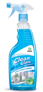 Средство жидкое для мытья стекол и зеркал, 600мл, Clean glass Голубая лагуна Грасс GRASS 1/12