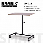 Стол BRABIX "Smart CD-015", 600х380х670-880 мм, ЛОФТ, регулируемый, колеса, металл/ЛДСП дуб, каркас 