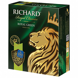 Чай RICHARD (Ричард) "Royal Green", зеленый, 100 пакетиков по 2 г