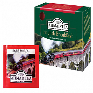 Чай AHMAD (Ахмад) "English Breakfast", черный, 100 пакетиков по 2 г