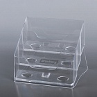 Подставка для визиток настольная BRAUBERG-CONTRACT, на 150шт., 85х100х75 мм, 3 отделения, прозрачная