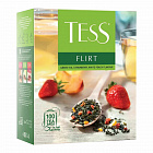 Чай TESS (Тесс) "Flirt", зеленый с клубникой и персиком, 100 пакетиков по 1,5 г