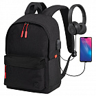 Рюкзак BRAUBERG URBAN универсальный с отделением для ноутбука, USB-порт, "Energy", черный, 44х31х14 
