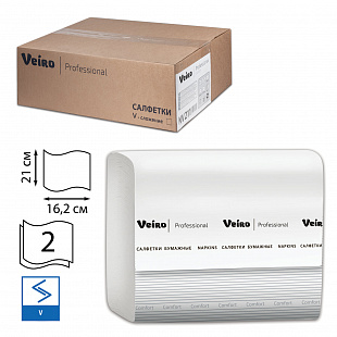 Салфетки VEIRO Professional (Система N4), Comfort, КОМПЛЕКТ 15 шт. х 220 шт., 2-слойные, белые, 21х1