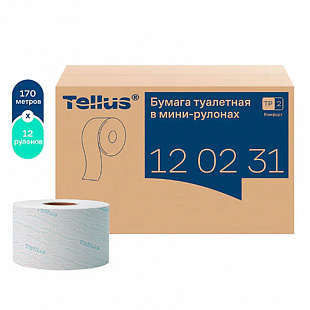 Бумага туалетная 170 метров, Tellus/TORK (Система T2) ADVANCED, КОМПЛЕКТ 12 рулонов, 2-слойная, бела