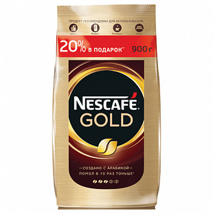Кофе молотый в растворимом NESCAFE (Нескафе) "Gold", сублимированный, 900 г, мягкая упаковка