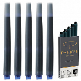 Картриджи чернильные PARKER "Cartridge Quink", КОМПЛЕКТ 5 шт., черные, 1950382