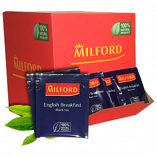 Чай MILFORD "English Breakfast", черный, 200 пакетиков в конвертах по 1,75 г